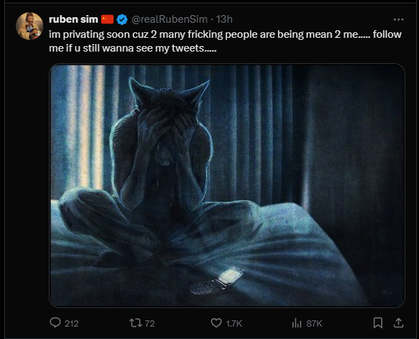 RubenSimExpose's tweet photo. Some posts of Ruben trying to make fun of the people who call them out. And something else... https://t.co/MsuXASFGdI