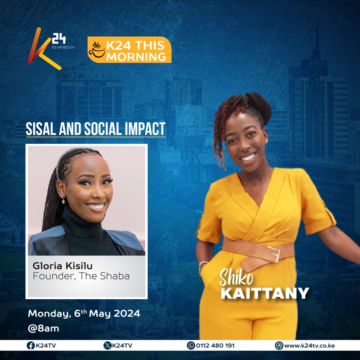 📺 Tune in tomorrow morning to @K24 at 8am with @ShikoKaittany to catch an insightful conversation about sisal and social impact! Our founder @kisilu_gloria will be sharing her expertise and passion for sustainable practices in rural communities. Don't miss it! #K24 #socialimpact