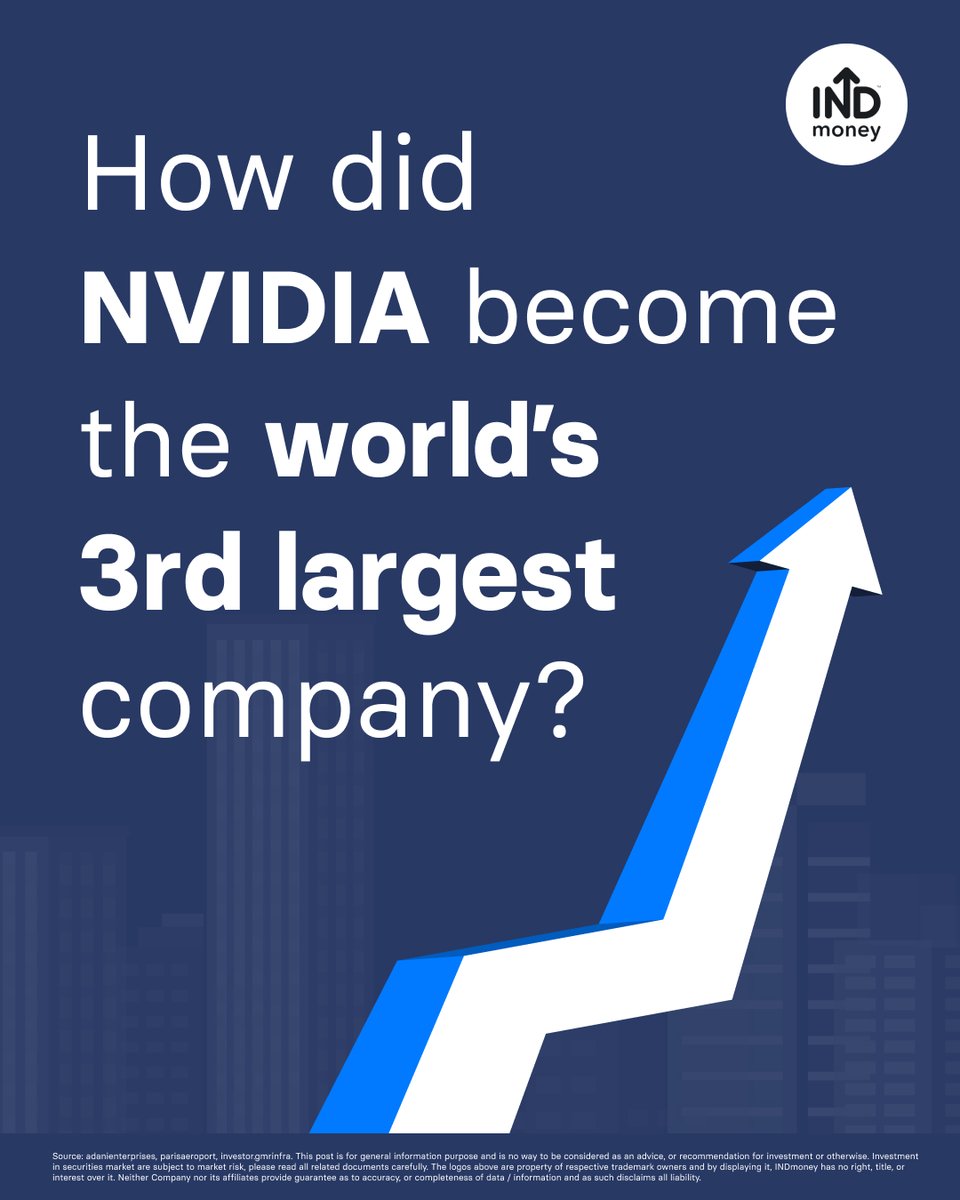 NVIDIA is the world's third largest company by market cap - standing at $2.2 Trillion. 

That's close to the GDP of Russia in 2022!

Founded in 1993, NVIDIA has swiftly rose to global prominence within just 3 decades.

How did NVIDIA do it? A visual thread 🧵👇