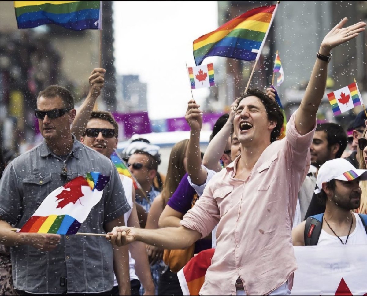 This is all Trudeau is famous for — making Canada extra gay and unleashing a war measures act on peaceful protesters.