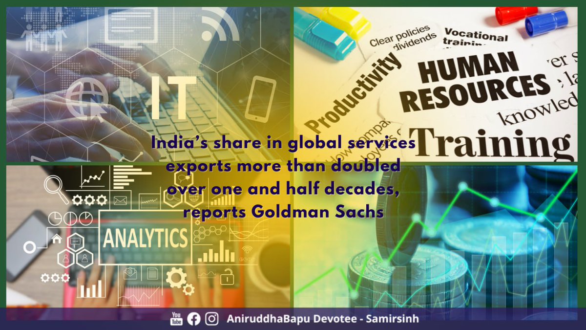 India’s share in global #ServicesExports more than doubled over one and half decades, reports @GoldmanSachs. The rise is mainly attributed to #GlobalCapabilityCentres (GCCs) setup by #IndianCompanies. GCCs are specialised offshore entities that operate across the world and