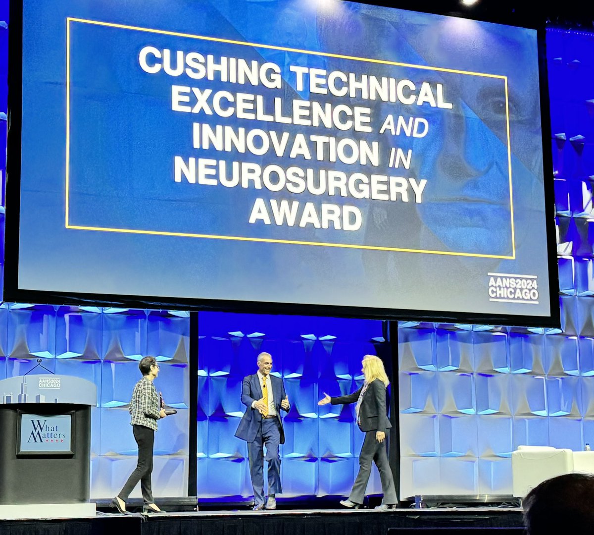 Congratulations to Dr. Berger for receiving the Cushing Technical Excellence and Innovation in Neurosurgery Award at the #AANS2024 🙌 @NeurosurgUCSF @AANSNeuro Well deserved!