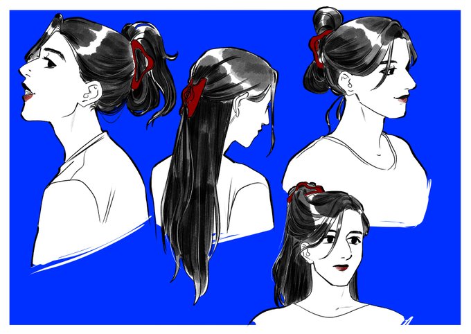 「ribbon single hair bun」 illustration images(Latest)