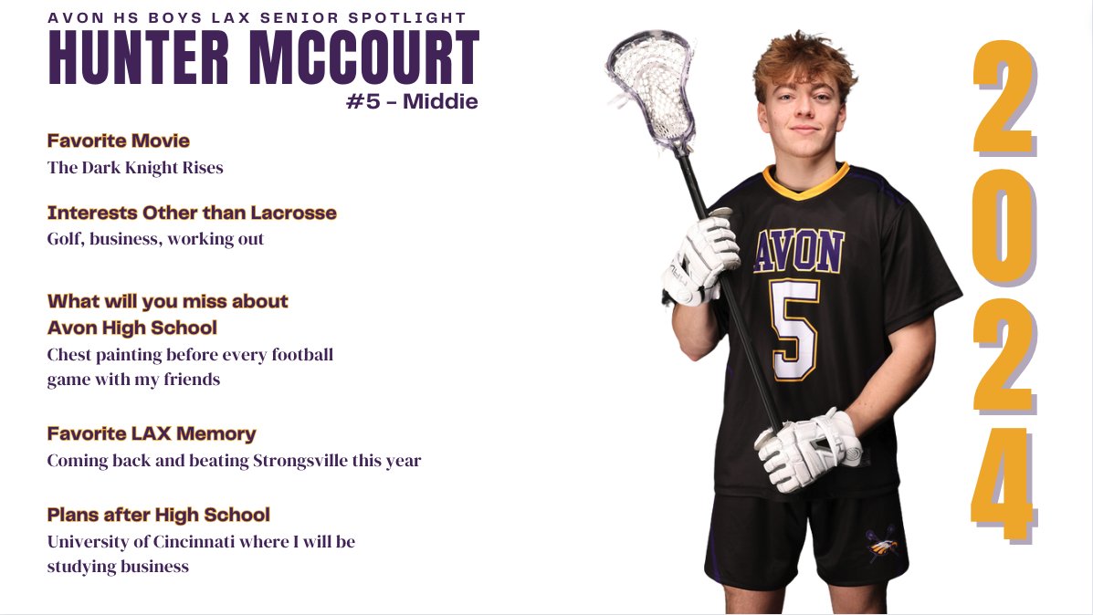 🦅 SENIOR SPOTLIGHT 🥍

Today we shine the spotlight on senior midfielder Hunter McCourt. Love that favorite lacrosse memory!

Join us for Senior Night on May 10.
#GoEagles #Family