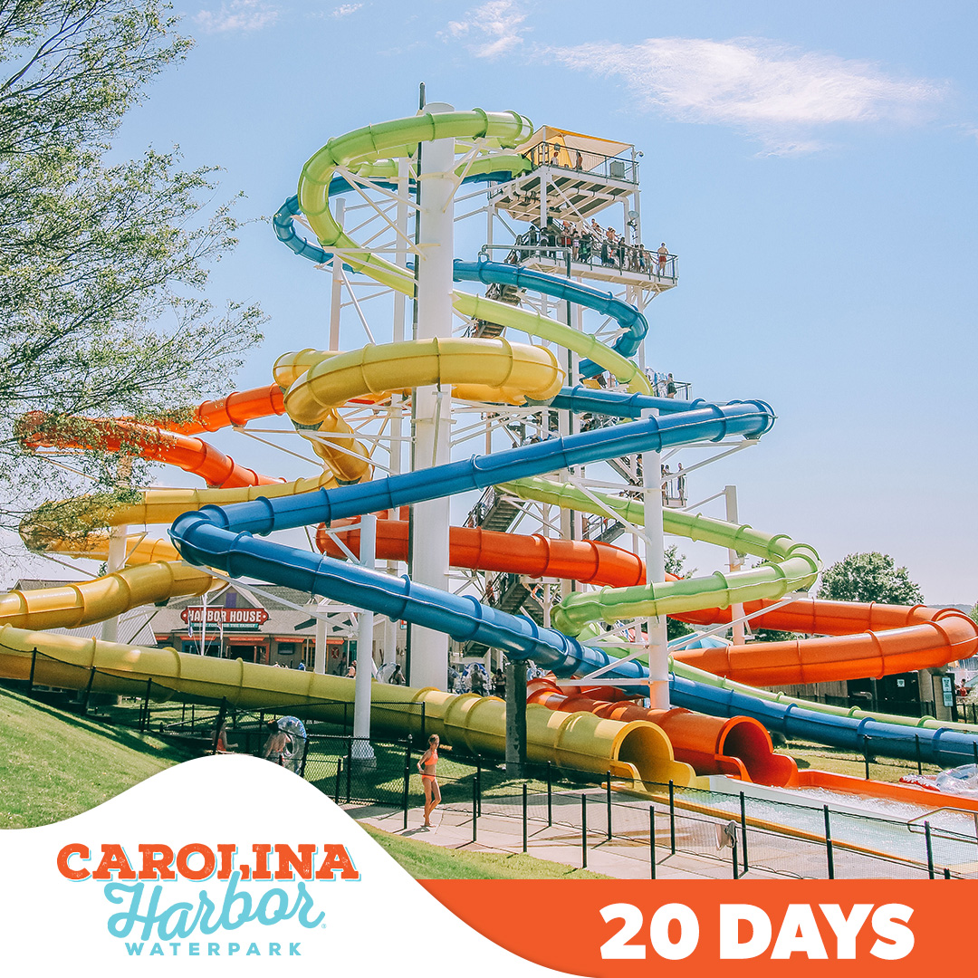 ☀️ 20 DAYS: Ready to splash and slide into summer? Carolina Harbor Waterpark opens on Saturday, May 25. #Carowinds Season passes: bit.ly/44cUX58