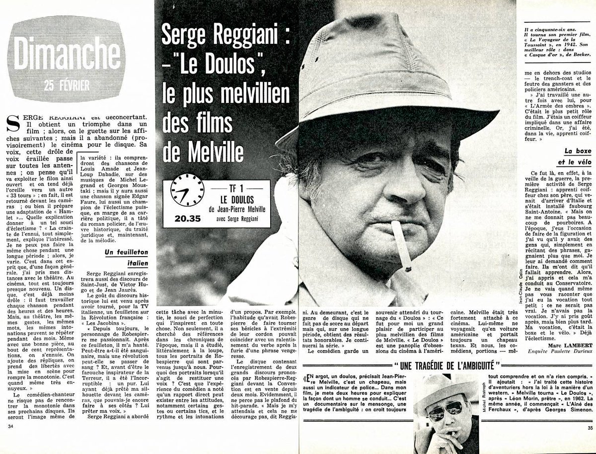 D'après Serge Reggiani, #LeDoulos serait 'le plus melvillien des films de Melville'. Qu'en pensez-vous ?