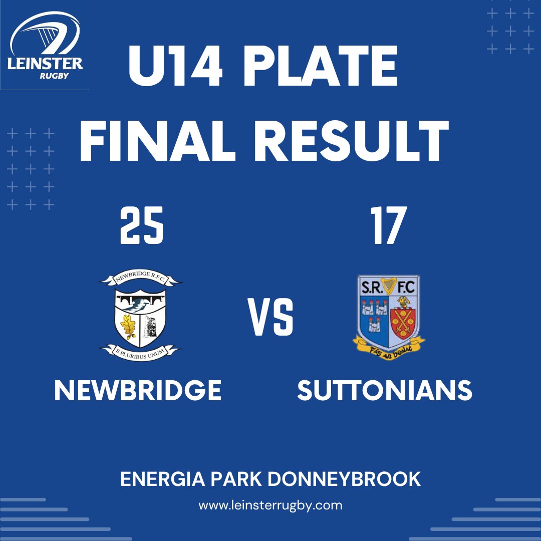 Congratulations to @NewbridgeRugby who are the 2024 Leinster Schools Youths U14 Plate Champions after overcoming a great @SuttoniansRFC team. Well done to all involved 👏