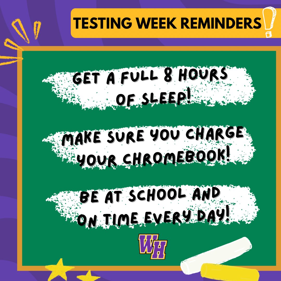 Tomorrow starts KSA testing week, which our students and staff have been working hard to prepare for all week long. Here are just a few reminders to help our students do their best on the test! #westisbest