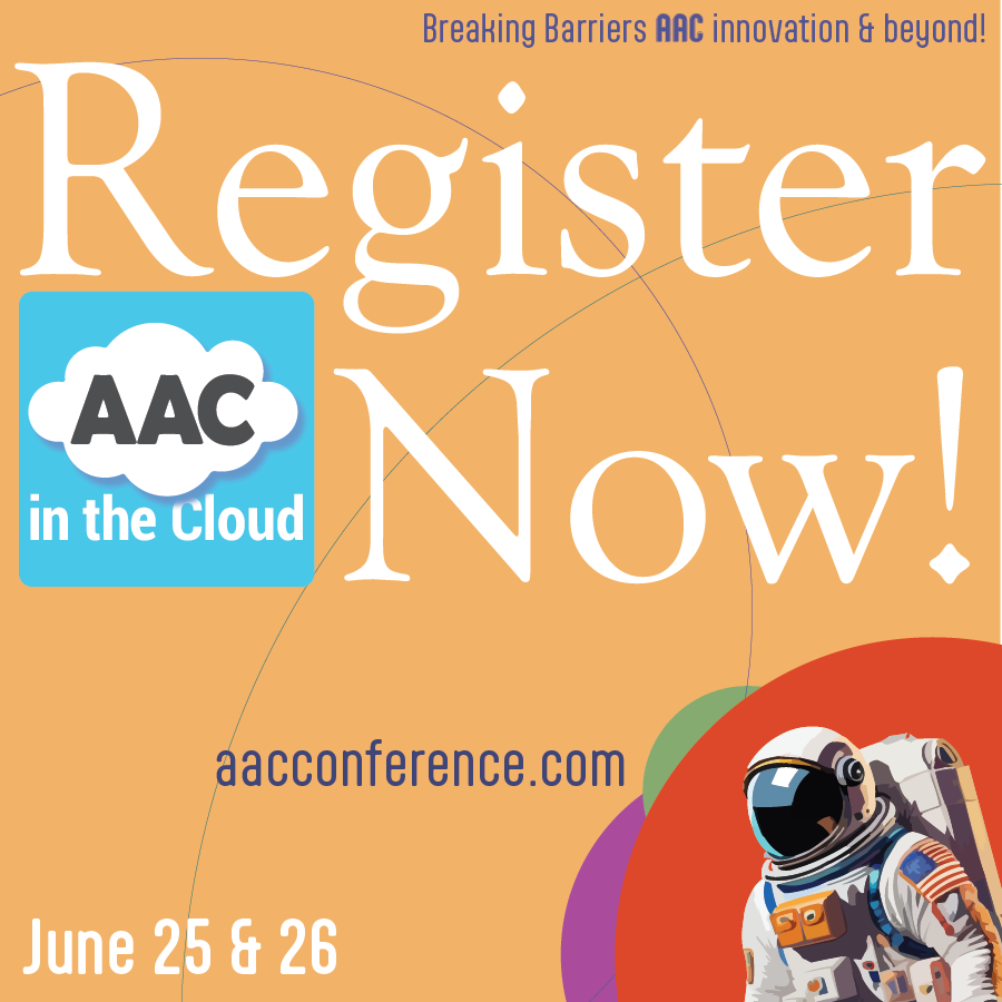 Register now for AAC in the Cloud NOW! See you June 25th and 26th! 

forms.office.com/r/p6r1uW9DjU 

#AAC #AugmentativeCommunication #AssistiveTech #CoughDropAAC #ForbesAAC