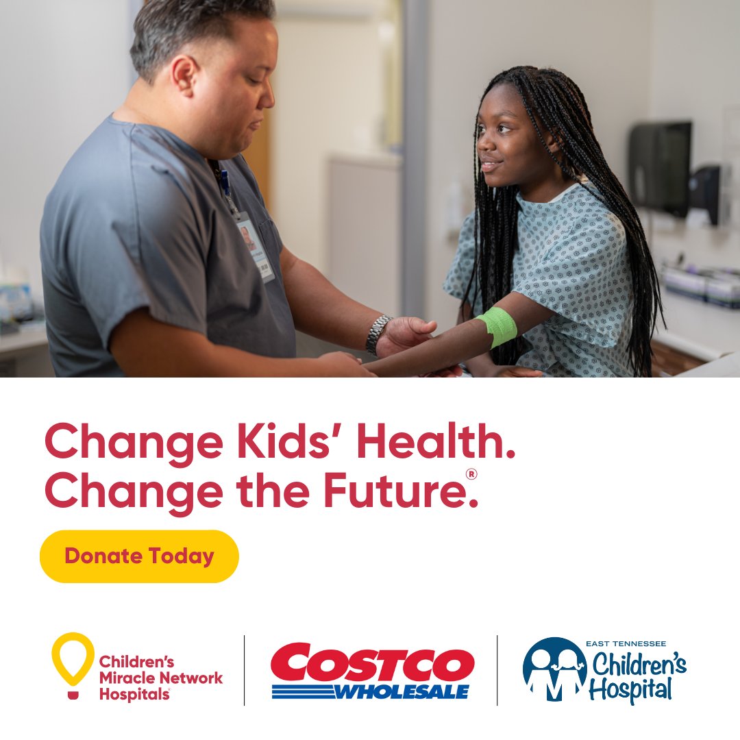 Help change kids’ health to change the future at East Tennessee Children’s Hospital by donating to your local <a href="/Costco/">Costco</a> from May 1 – 31! Your donation helps make the impossible, possible for the kids in your community! <a href="/CMNHospitals/">Children's Miracle Network Hospitals</a> #KidsCantWait #ChangeKidsHealth