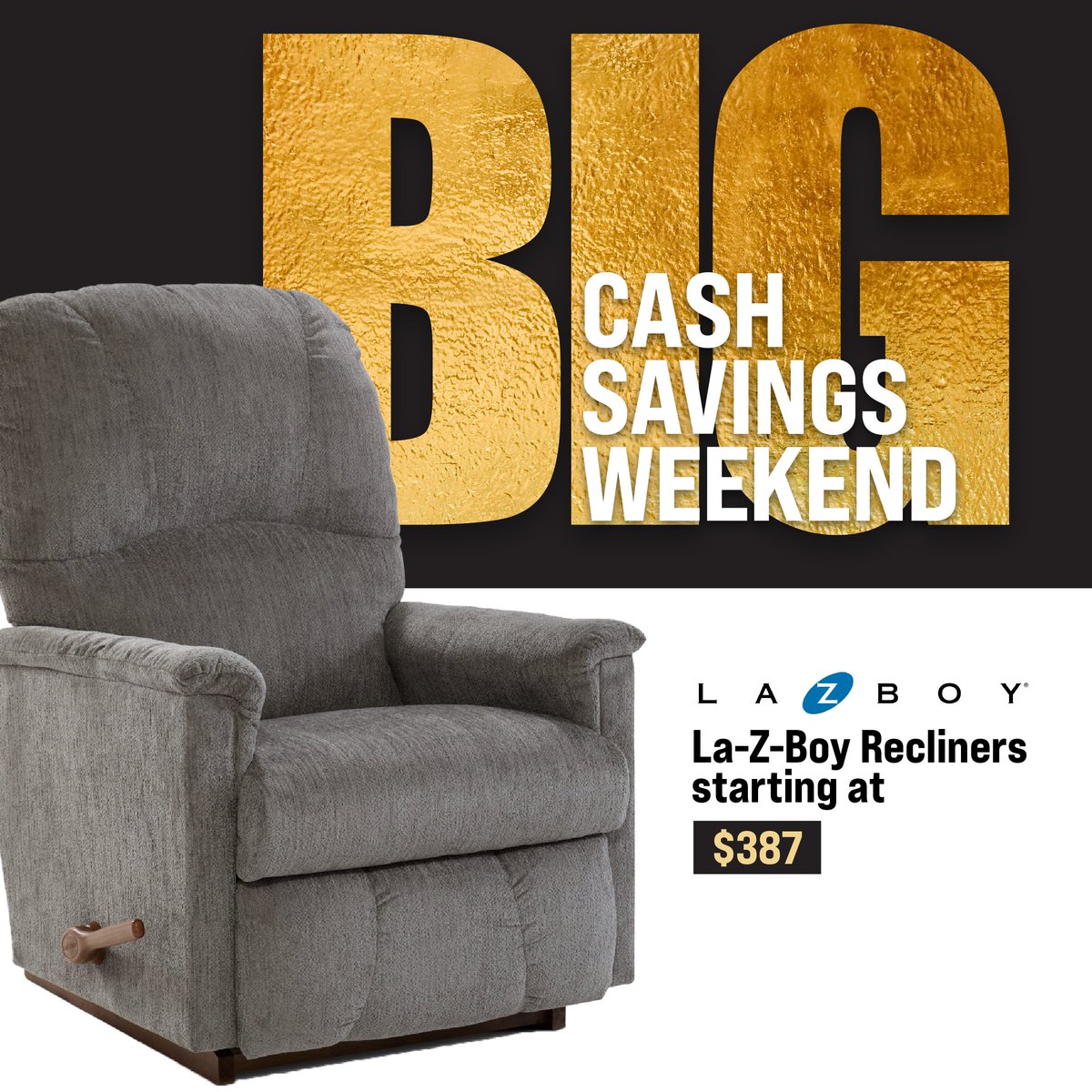 Have you ever sat in a more comfortable recliner than a La-Z-Boy? 

Today is the last day for our Big Cash Savings Weekend, where La-Z-Boy recliners start at $387.

May 3-5.

#klosstohome #localbusiness #furnituredeals #lazboy
