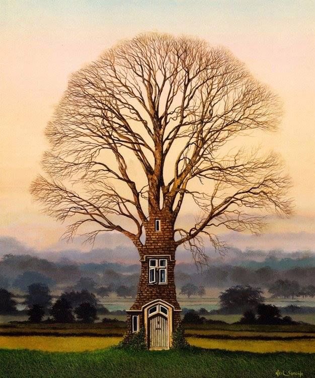 Neil Simone. Visionary Surrealist I’m not sure if I’ve posted this English painter. Born in London he studied basic graphic art and 1969 he visited Harrogate and was seduced by the majestic scenery. He has just enjoyed an exhibition celebrating 40 years professional artist