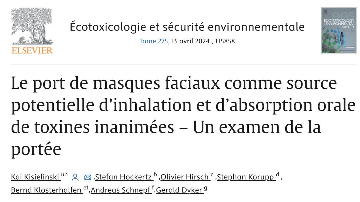 On avait raison sur TOUT ! 
Toutes les études sérieuses démontrent maintenant l'inutilité et LA DANGEROSITÉ des masques ! 
Dire que je vois encore des gens en porter !! 

Résumé de cette nouvelle étude : 

• L'inhalation de particules et de substances potentiellement toxiques…