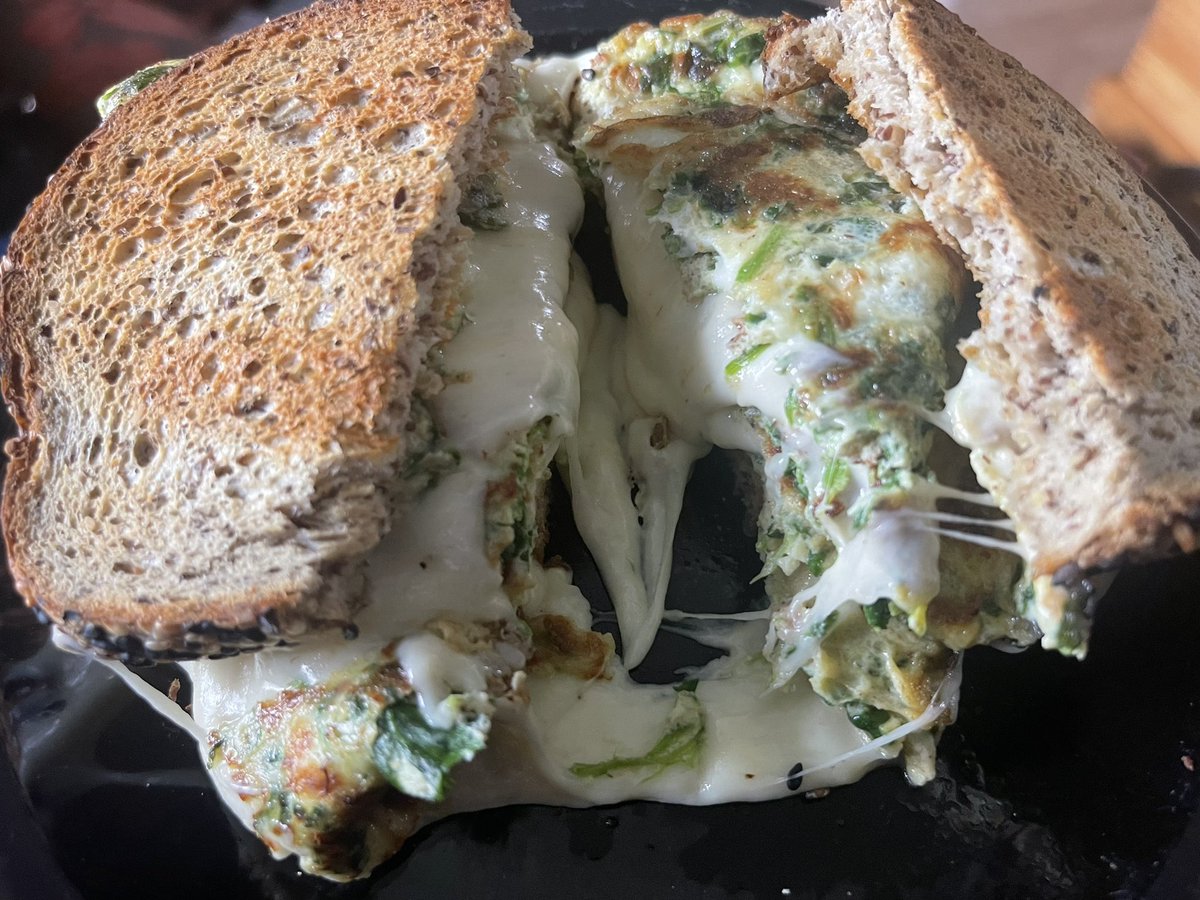 #SundayBrunch spinach & cheese omelette on keto toast
Eggs & bread curtesy of the food bank.
Frozen spinach is a less expensive way of getting in my daily veggies on a…I can’t even say budget. I try to find cheese on sale whenever/wherever I can #creativefinancing