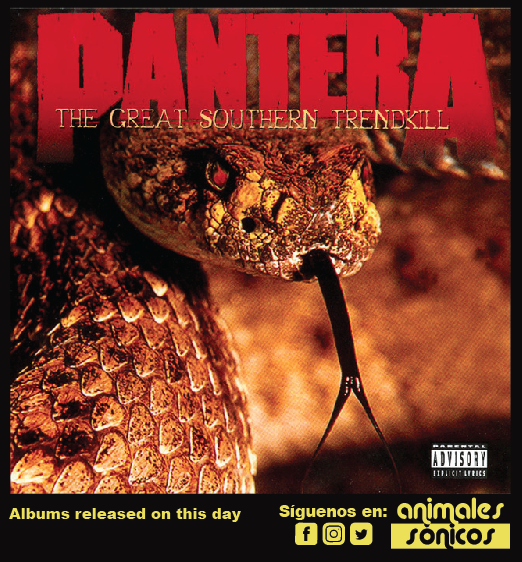 'The Great Southern Trendkill', recordado octavo álbum de Pantera, fue publicado el 7 de mayo de 1996. #music #groovemetal