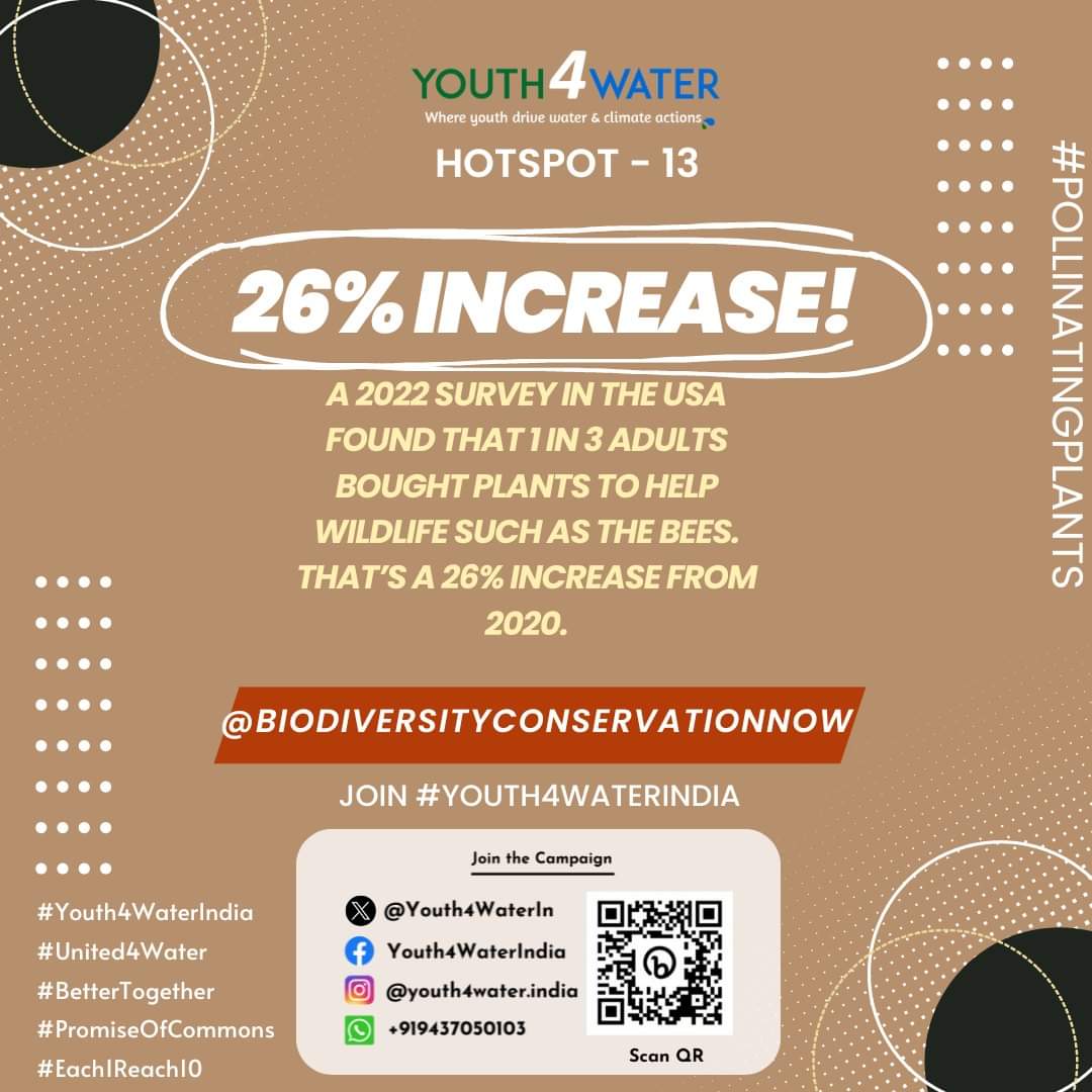 Insect populations all over are on a decline because plants they depend on for their food are declining & being sprayed with chemical pesticides.  However, there are some good news spots.  Let's be the good news! Join #Youth4WaterIndia, be a #climatechampion
 #Youth4Biodiversity
