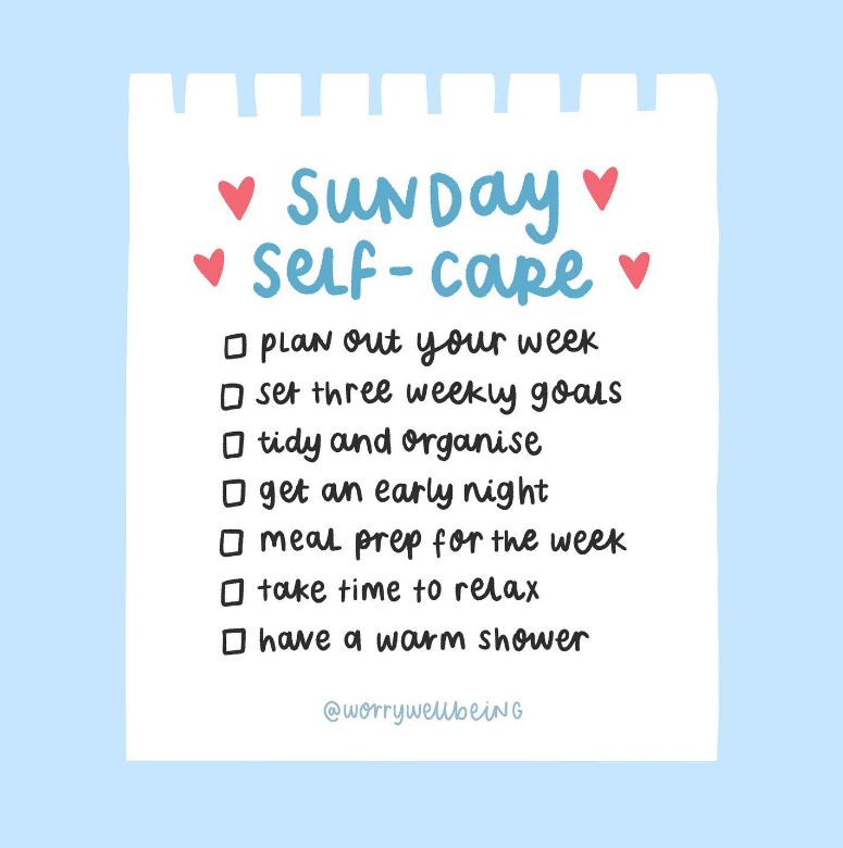 Happy Sunday! 💖 What does self-care look like for you? 📸 credit: worrywellbeing (IG)