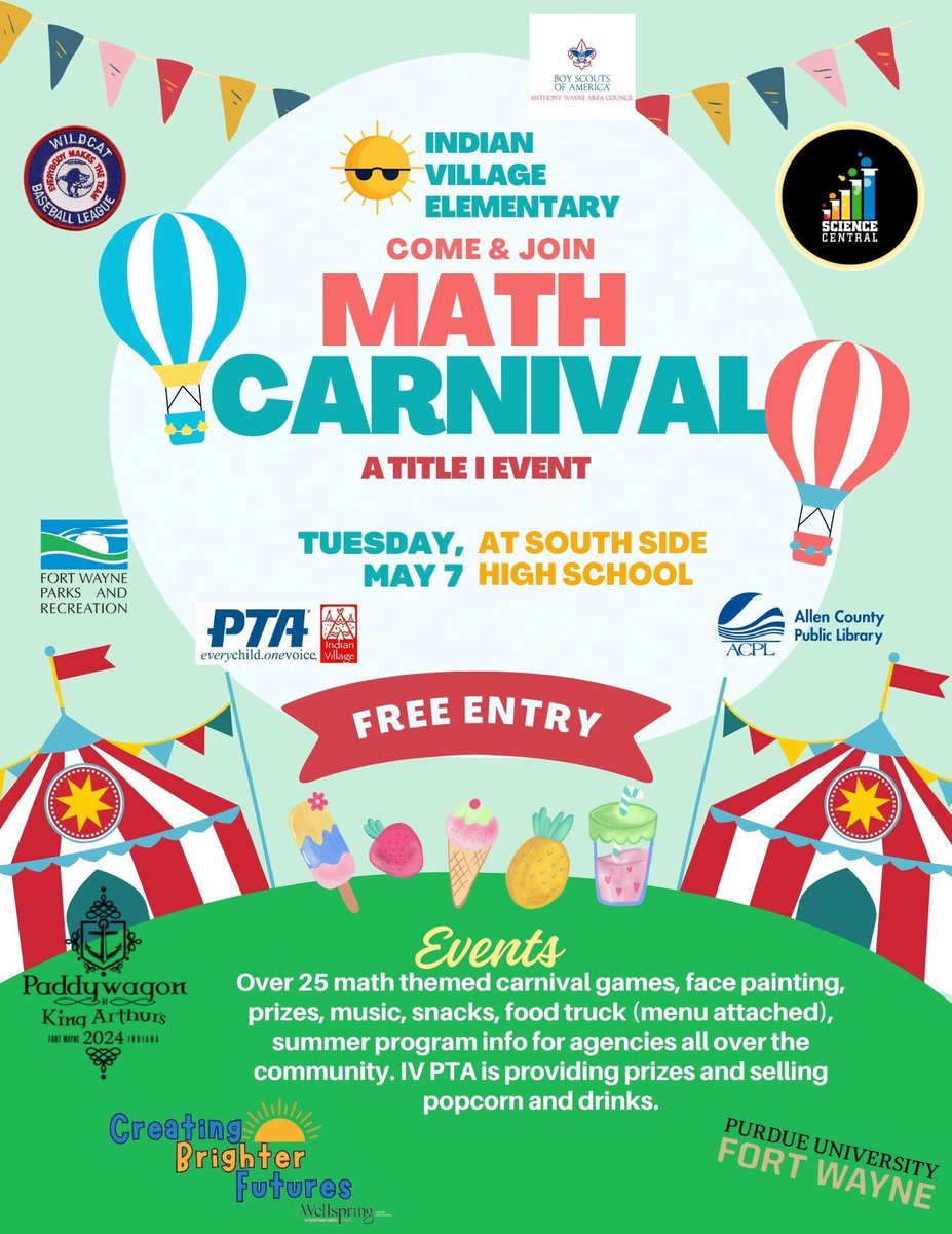 FWCommSchools's tweet photo. Join us Tuesday, May 7 at South Side High School for the Indian Village Elementary Math Carnival. There will be over 25 math-themed games as well as music, snacks and more. #DiscoverWhatsWithin #IndianVillage #MathCarnival https://t.co/GGWMugQW2z