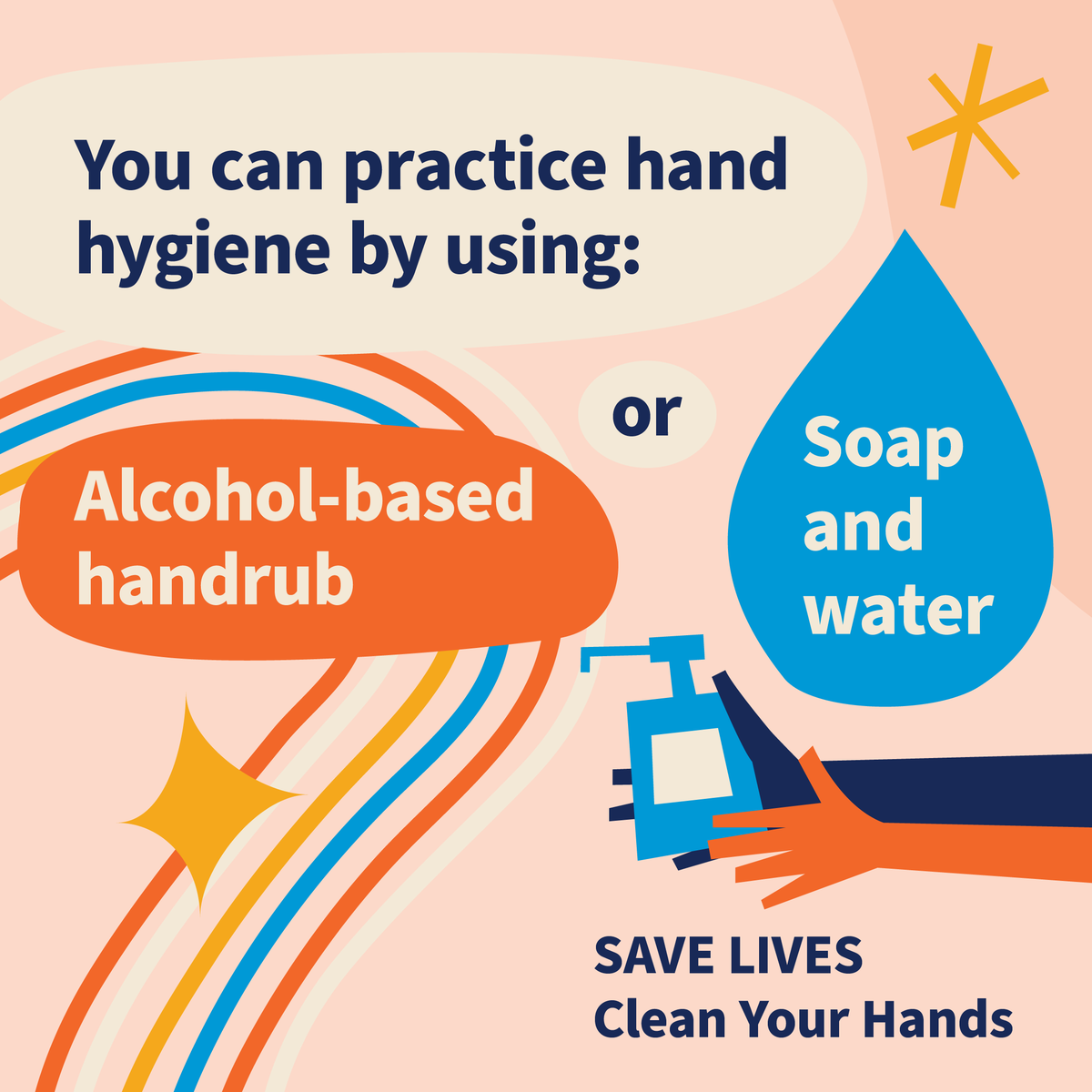 On #WorldHandHygieneDay, help practice good hygiene by using soap and water or an alcohol-based handrub. Find out more: who.int/campaigns/worl…