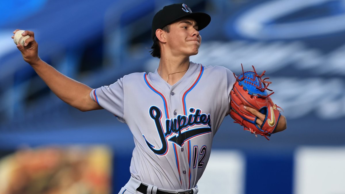 Noble Meyer, the #Marlins' No. 1 prospect (MLB No. 50), went into yesterday's start eager to cut down on walks and long at-bats. Result? 5 IP 1 H 0 R 2 BB 9 K Details: atmlb.com/3ULQfYP