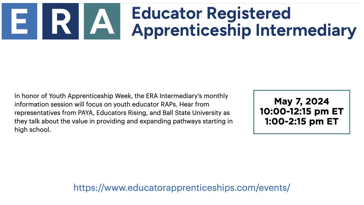 Hear CEO James Lane join ERA's webinar on May 7! educatorapprenticeships.com/events/