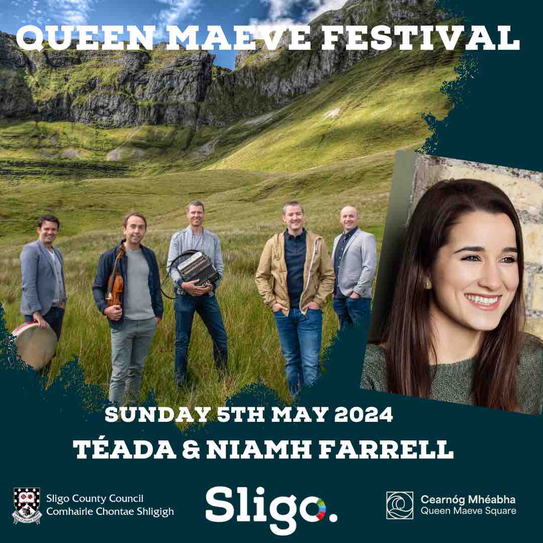 Téada and Niamh Farrell will be performing at Queen Maeve Festival TONIGHT, Sunday 5th May at 9pm!! Come to Queen Maeve Square for the closing act of our festival which is sure to be an awesome performance! 🪕🎉 🎟️Free Festival Weekend #queenmaevefestival