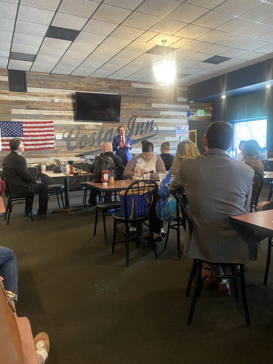 Thank you, Senator Salling, for giving me the opportunity to speak to your supporters/CD2 voters. A really great turnout for breakfast at Costas Inn 🇺🇸 May 14th, Primary Election 🗳️ Vote for KimKForCongress.com