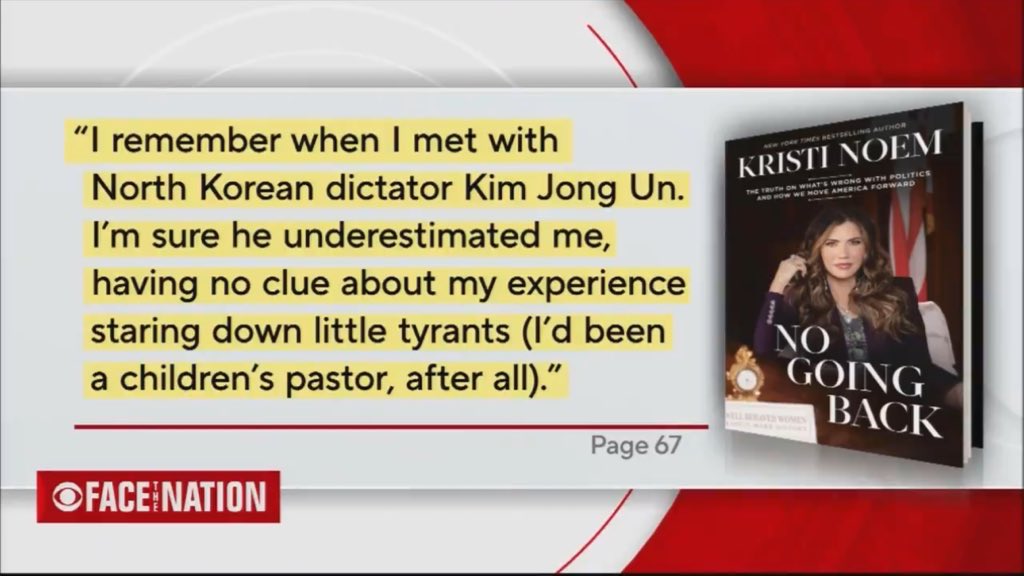 I fear we are not talking about how weird the full Kristi Noem/North Korea passage is