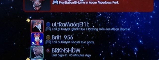 Old pic I snapped of my brother’s profile showing him on PlayStation Home in 2013.
