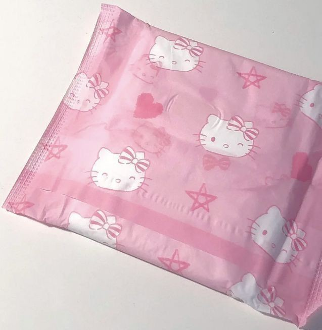 lovesickdoe's tweet photo. hello kitty pads would make my periods more tolerable https://t.co/wJE21UPWYL
