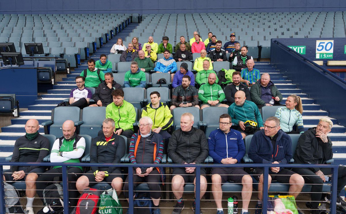 Congratulations to David Gray and the @HibsInCommunity cyclists on completing their ride from Hampden to Easter Road today! 🚲💚 They’ve raised over £22,500 as part of their ‘Cycle For Autism’ so far! Donate now: tinyurl.com/8w9bk885