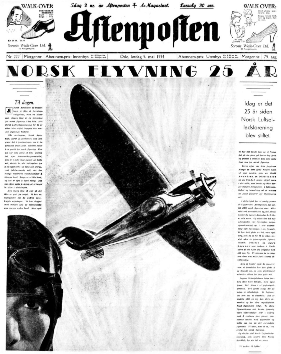 Norsk flyvning 25 år. Fra @Aftenposten #pådennedag 1934.