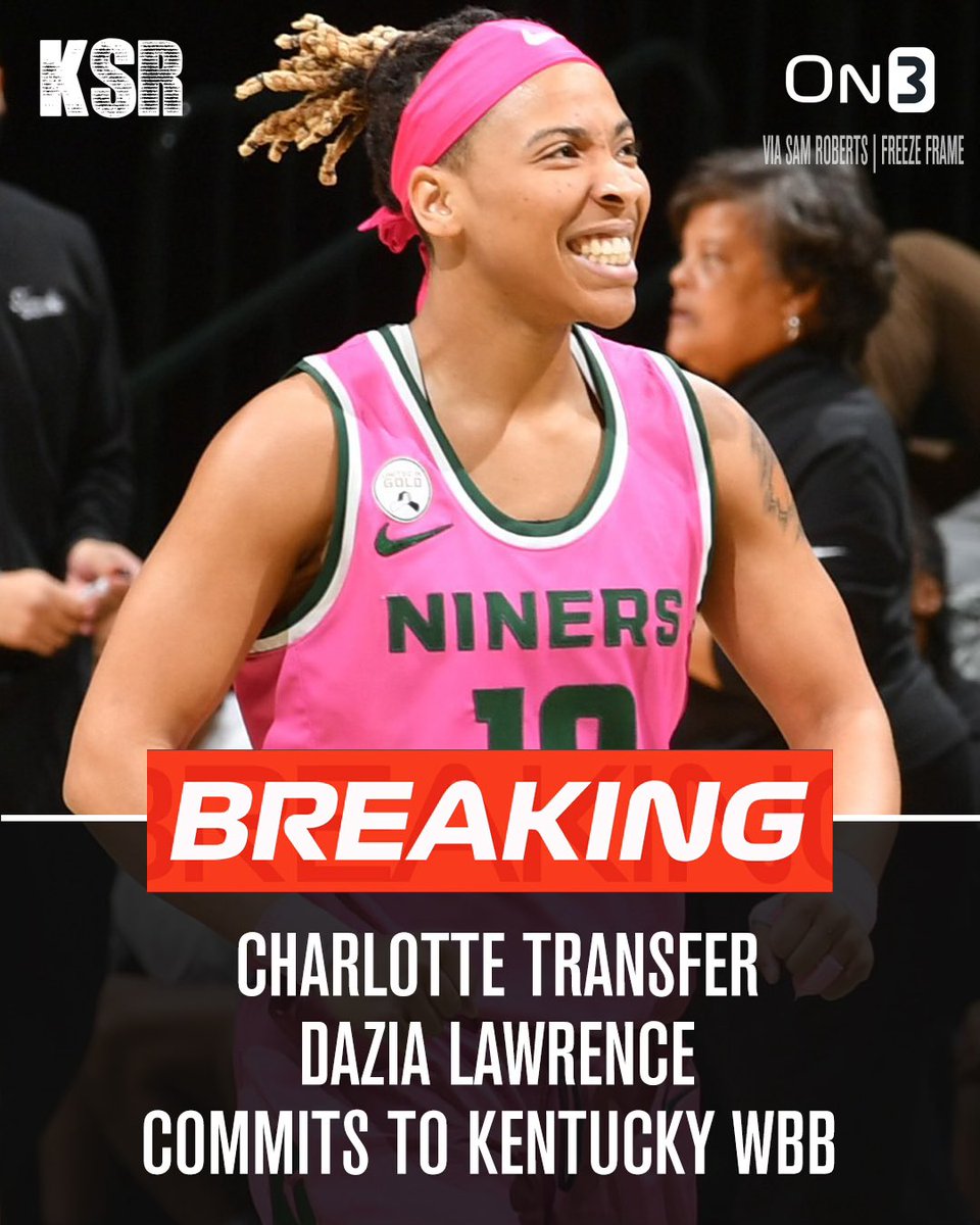 BREAKING: Charlotte transfer guard Dazia Lawrence has committed to KENTUCKY, she announced on social media. The 2023-24 First-Team All-AAC selection averaged 18.2 PPG and 4.2 RPG this past season. on3.com/teams/kentucky…