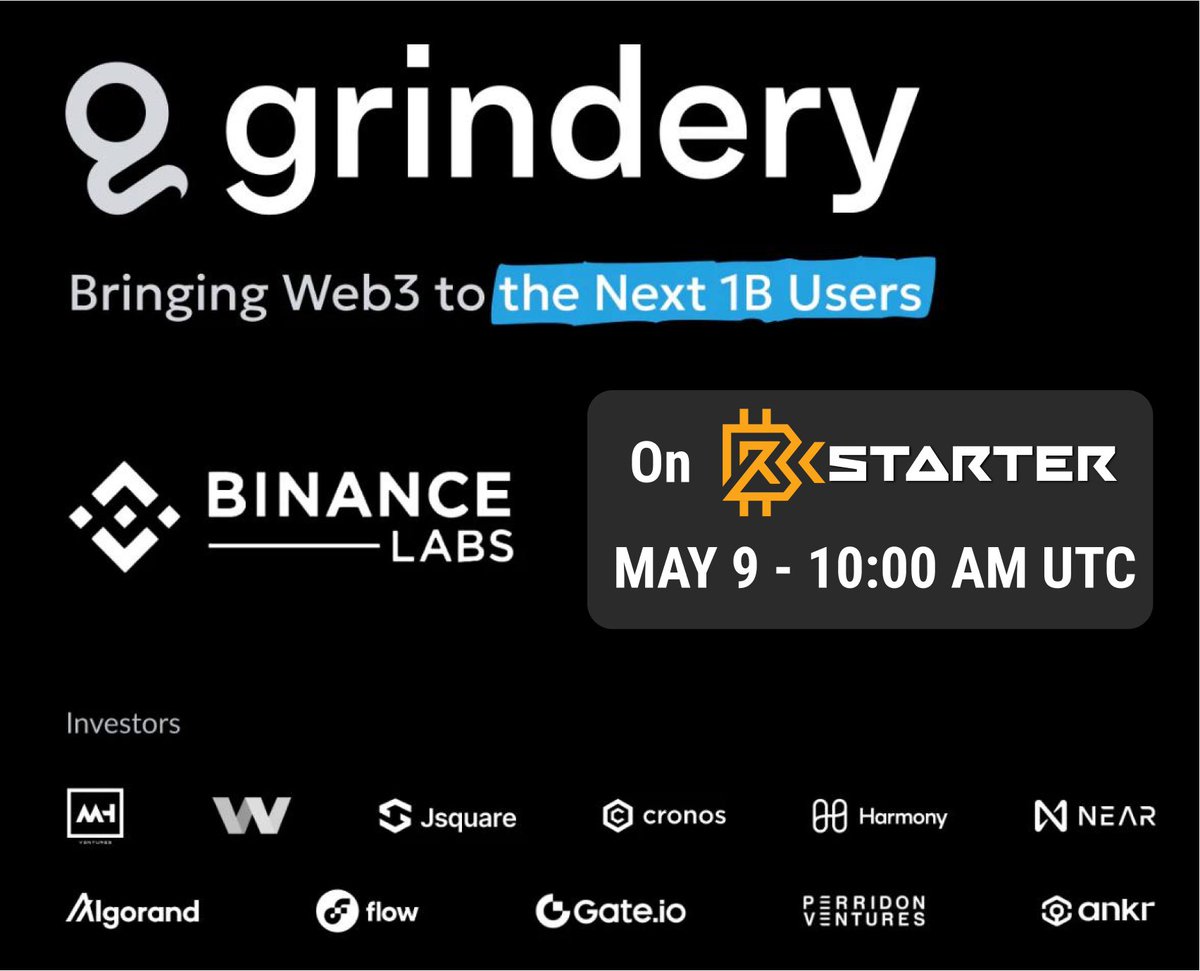 BRCStarters, Get ready, our @grindery_io Community Sale is coming very soon: Pool:app.brcstarter.io/pool/GRINDERY_… - Sale will start on May 9 at 10:00 am UTC - Registration will open on May 6 at 10:00 am UTC (for this sale we will open it 72 hours before the start of the sale!) Why you