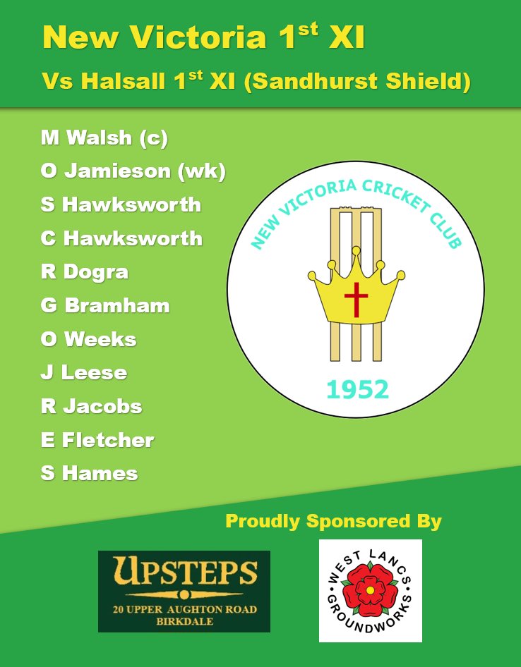 TEAM NEWS

The 1st team welcome Halsall to the rec for the first round of the Sandhurst shield