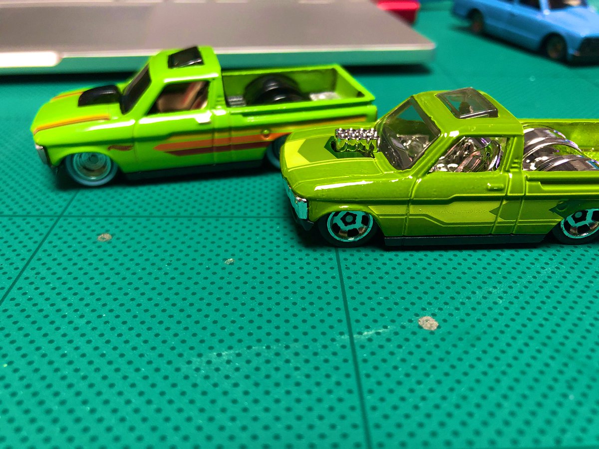 porschegmbh's tweet photo. #ホットウィール  #HotWheels  #isuzu  #FASTER #chevyluv HWカスタム'72シェビーラヴことUSファスターズです
ライムグリーン違いです
しみじみカッコイイ！もうクール😎です https://t.co/fsStfBwFM5