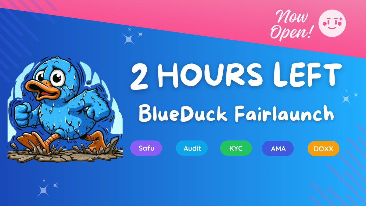 Blueducksol's tweet image. 🔥💸 Just 2 hours left to join my fairlaunch and qualify for the $3000 #giveaway !!! 💸🔥

pinksale.finance/solana/launchp…

But joining the #Blueduck adventure now isn't just about making money 🤑

It's about becoming a pillar of a community and charitable project with international