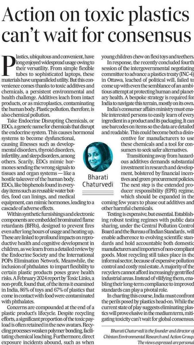 Don’t think of plastic pollution as just physical pieces of stuff that need to be cleaned up. The underbelly is the toxic chemicals. My piece in the @htTweets today.