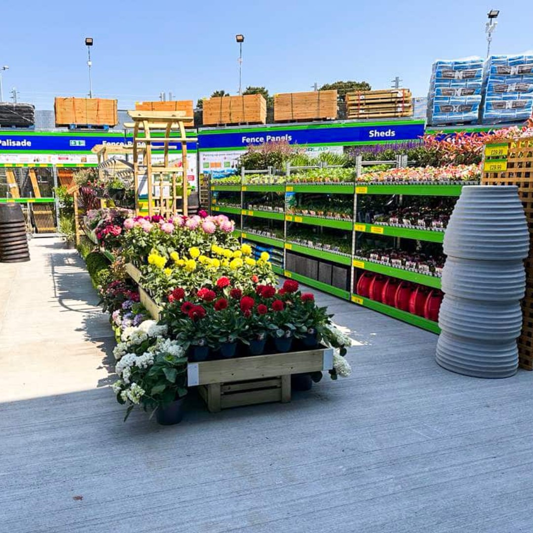 🌼 Our garden centers are overflowing with everything you need for your next outdoor oasis! 🌼 From sheds to fencing and vibrant plants, we've got you covered! 🌱 What's the next big project on your gardening to-do list?