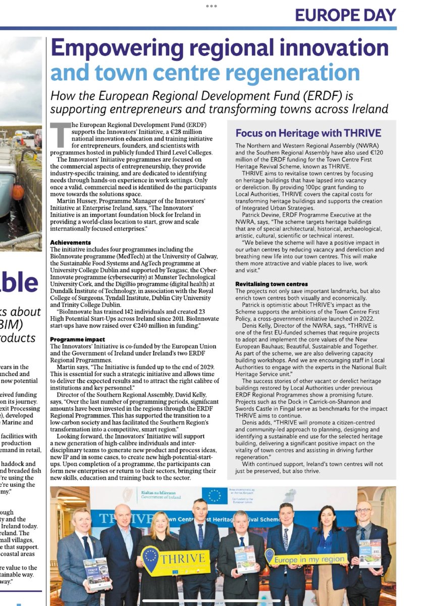 Some fantastic stories in the EU funds supplement within todays @Independent_ie including how the European Regional Development Fund (ERDF) is supporting entrepreneurs and transforming towns across Ireland. #EUinmyregion @EUJTF_ie @SouthernAssembl @EUfundsIreland