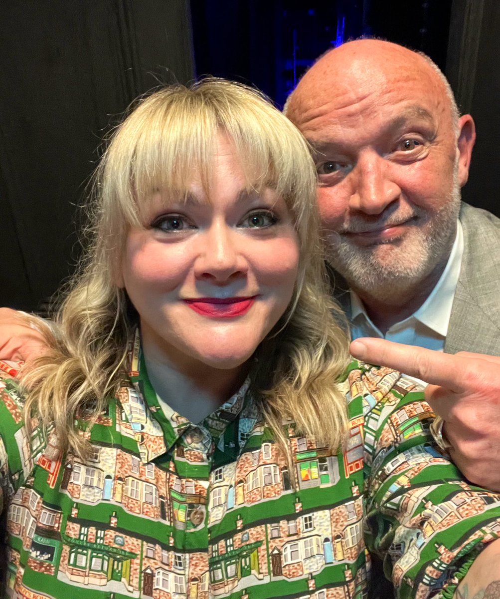 Obviously I wore my @itvcorrie dress from @joanieclothing to chat with #Corrie legend @connor9mcintyre at @BarbicanTheatre last night! #ComeOnEileen 💚