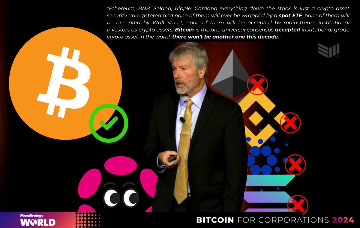 Saylor believes that we will not see the approval of more spot ETFs in this decade because all other crypto are unregistered securities. 🧐

If I had to bet on which has a better chance I'd say #Polkadot, precisely because the governance on-chain works.... read the link below! 👇