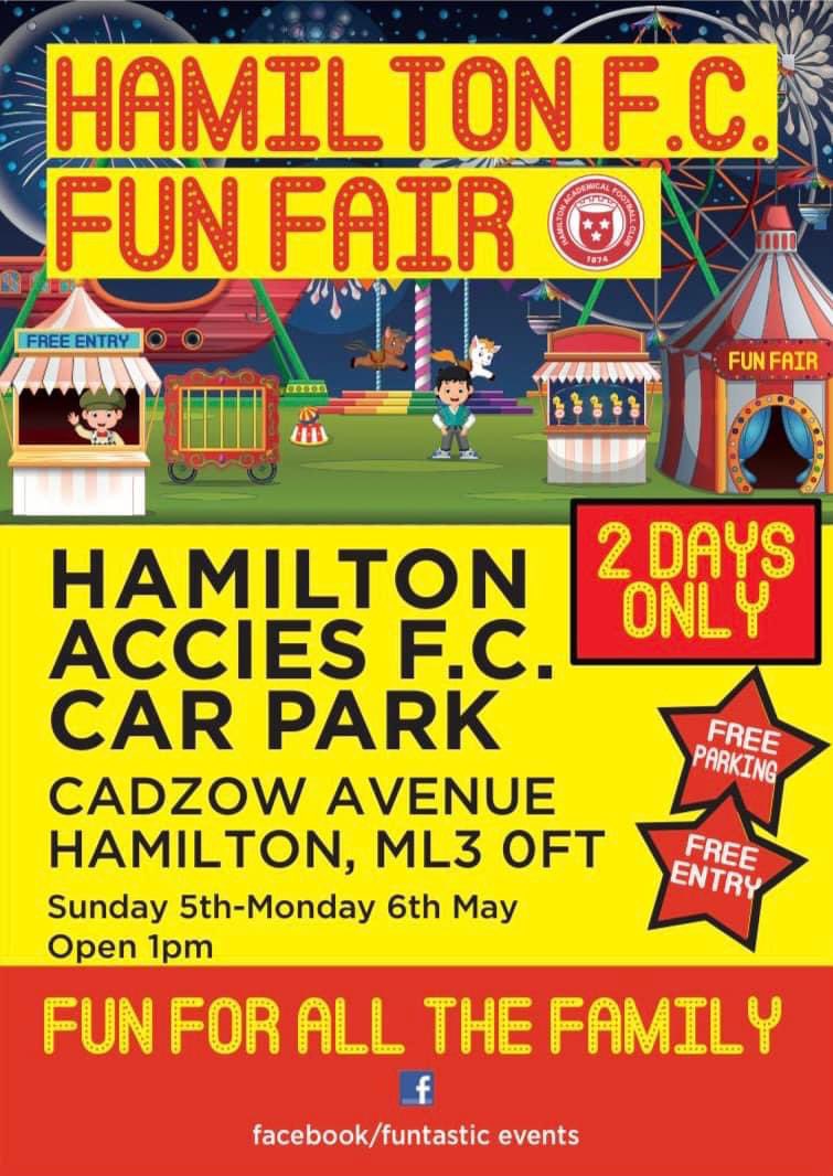 🎪 The Fun Fair opens today in the main car park from 1pm! ⚠️ For Todays @SWPL match v @AberdeenWomen: 🅿️ We ask ALL supporters to park either at the North Stand or at the underground car park. 🔐 Please note the underground parking is LOCKED after the match.