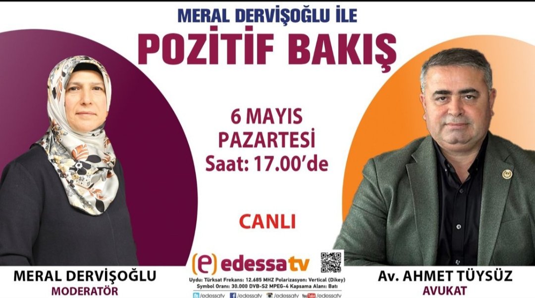 Her zaman Şanlıurfa'nın sorununu göndeme getirip ve çözen değerli Başkan @AvAhmetTuysuz @meraldervisoglu @edessatvhaber 6 Mayıs pazartesi günü edessa TV de, halkımıza iyi seyirler dileriz.