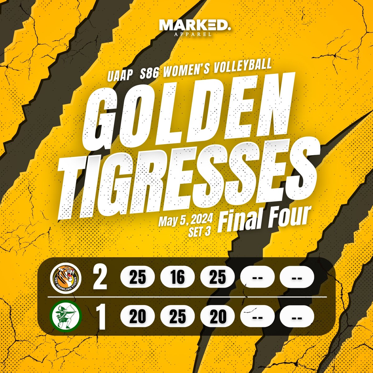 WE'RE 1 SET AWAY FROM THE FINALS!

UST rallies back with determination, clinching Set 3 in a thrilling display of skill and resilience! The momentum swings in our favor! 🏐💪

#GoUSTe #UAAPSeason86 #UAAPVolleyball #GetMarkedNow #USTvsDLSU #USTvsFEU