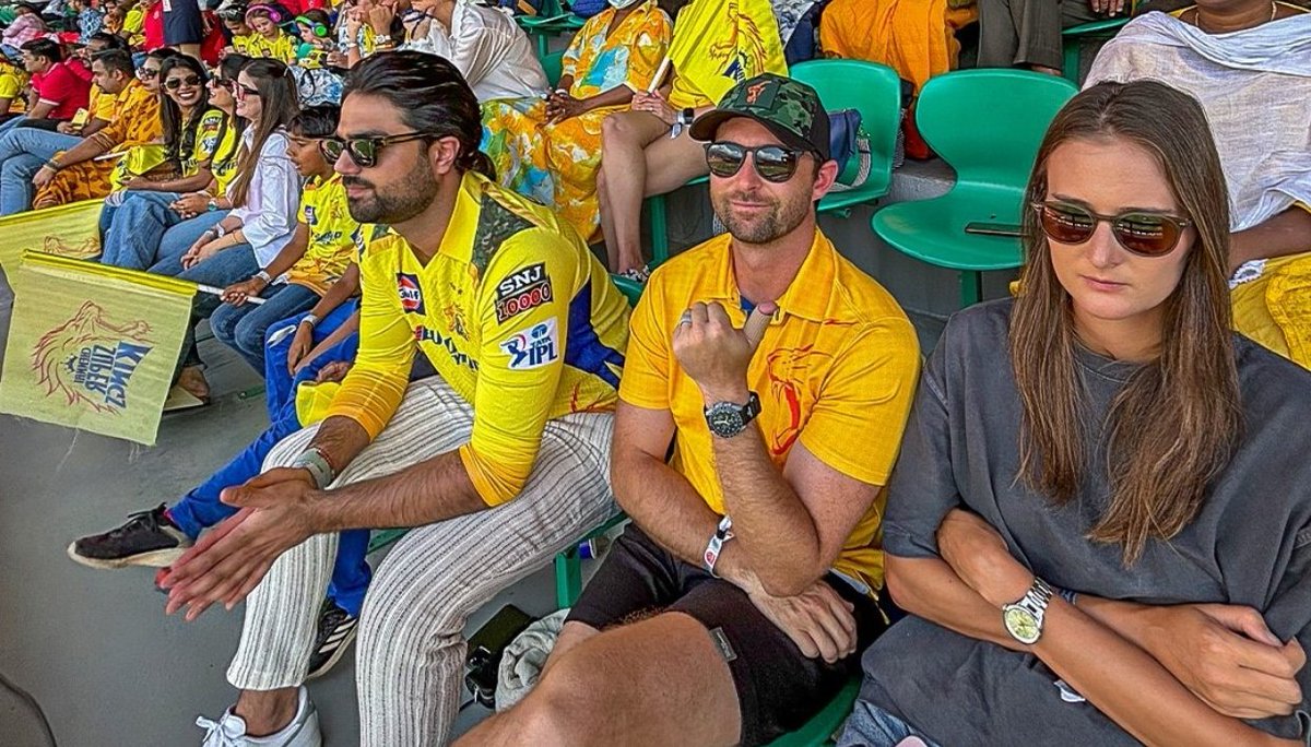 Devon Conway at Dharmashala to support Chennai Super Kings 💛