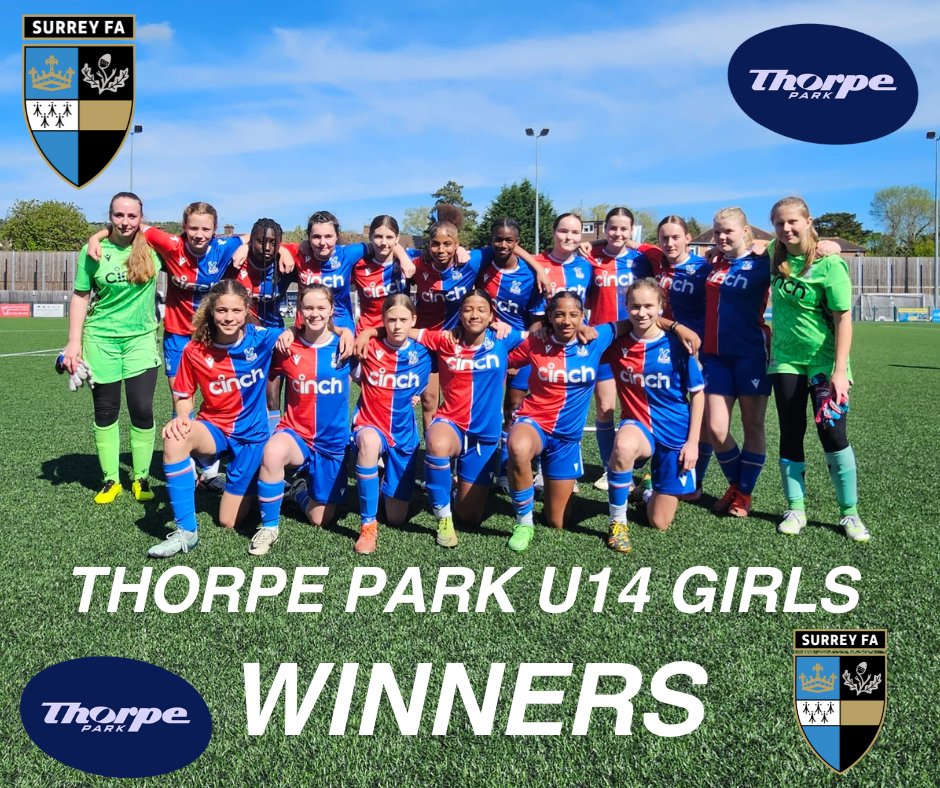 Congratulations to Crystal Palace beat Richmond Park  in the U14 Thorpe Park Surrey County Cup final on penalties after the game finished 3-3.
#SurreyFootball #ThorpePark #CrystalPalace #RichmondPark #CountyCupFinal
