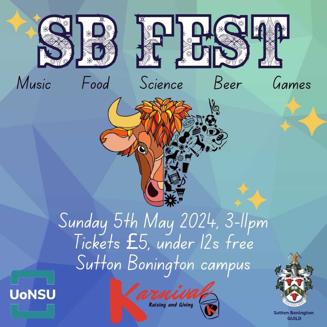 SB Fest is back at our beautiful Sutton Bonington Campus this afternoon! Come along and enjoy live music, great food and drink, and the iconic SBFest dog show. 📍Sutton Bonington Campus 🗓️ Sunday 5 May 3pm - 11pm 🎟️ £5 on the door, under 12s go free