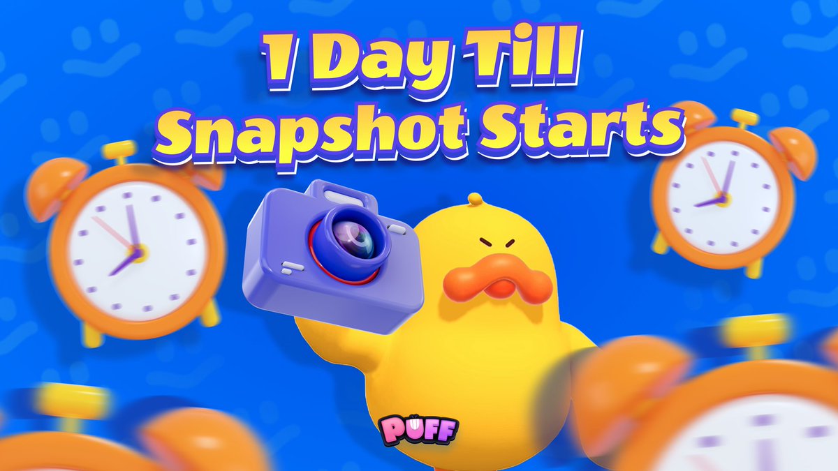 ⏰ 1 DAY countdown to the snapshot of #Puff #NFTs!! 🥳 Have ur NFTs ready BEFORE 12 PM UTC, May 6 in your wallet or #Puffverse contracts 💡 Unlocking & withdraw NFTs from Game Wallet to Chain Wallet is RECOMMENDED NFTs in other contracts won’t be included Airdrop on May 7 🔔