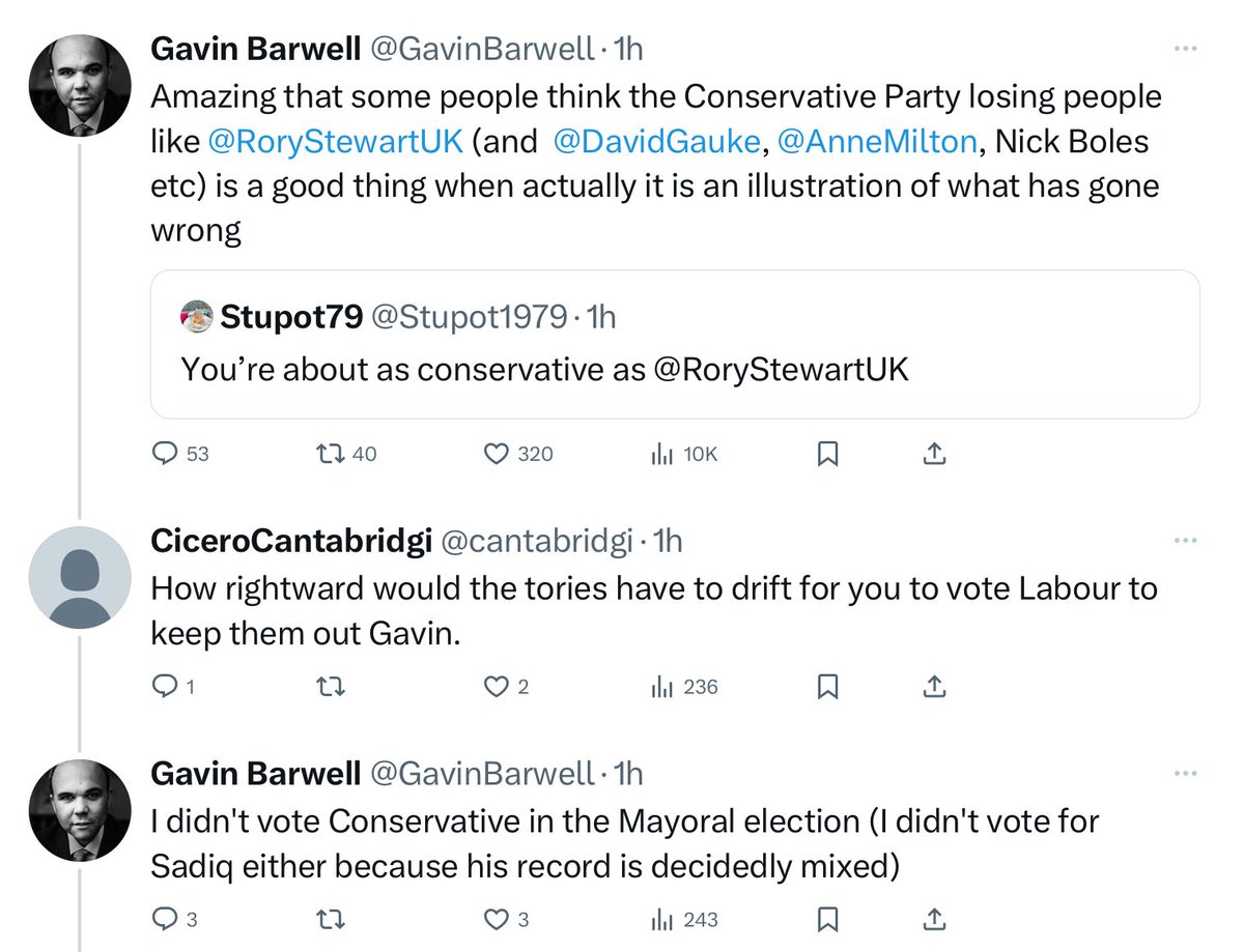 The Conservative’s “one nation” problem in 2 tweets. Gavin, those listed, & other “one nation” “Conservatives” expect everyone to vote for them, & we do. Yet when a candidate from another wing of the party is up for election, they refuse to - & will even actively oppose them.